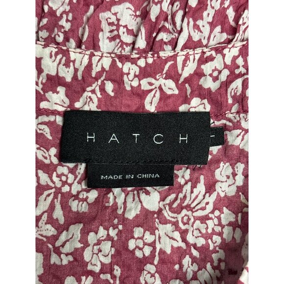 Cottage Core Hatch Red & White Floral Print Dress 3/4 Sleeve V-Neck - Picture 5 of 8